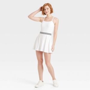 Open Box - JoyLab - Women's Knit Cami Strap Active Dress - JoyLab Whit White